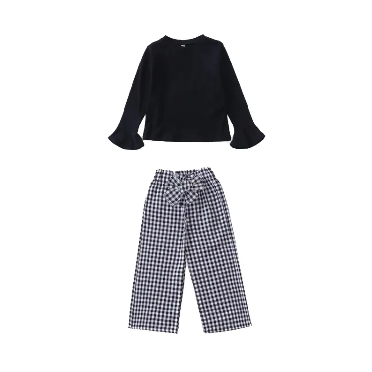 Hao Baby Han Edition Plaid Pants Cuhk Virgin Girls Wide-legged Pants Fall Fashion Leisure Suit Children Clothes Girls