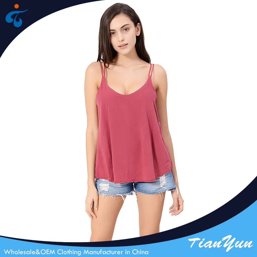 
Sleeveless plain dyed fashionable popular sexy women breathable red top blouse 