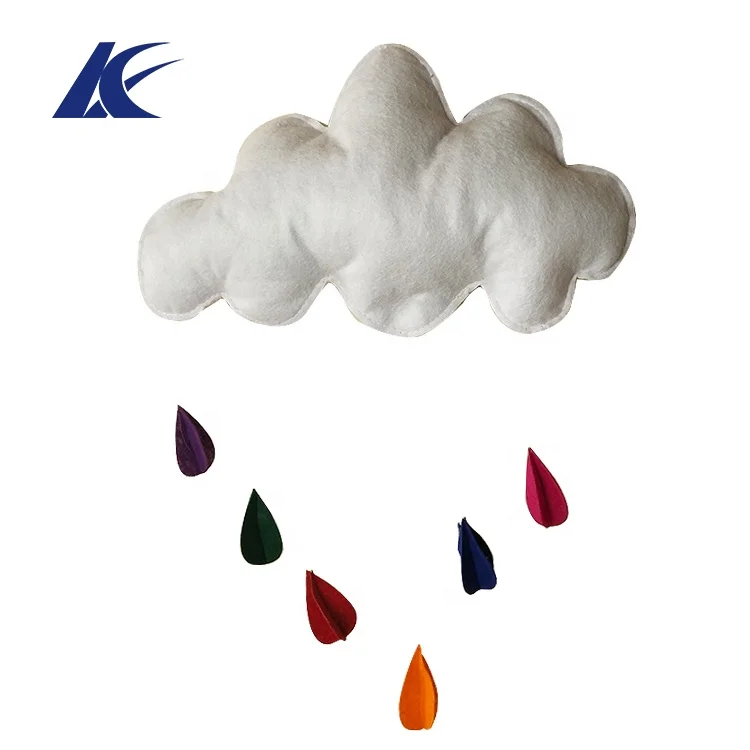 
Custom Cute Cloud Raindrops Shape Pendant Baby Mobiles Felt Cloud Ornament 