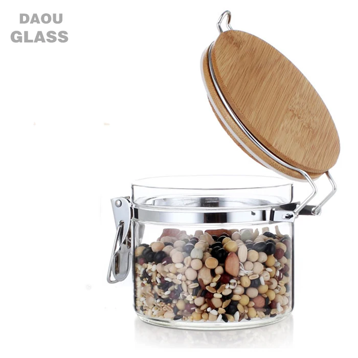 
Heat sales home decoration healthy super light heat resistant glass jars food containers With locking lid 