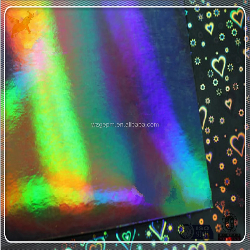 
Rainbow hologram metallized paperboard 