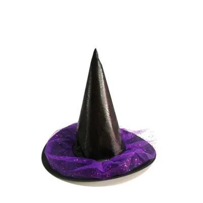 Halloween Witch Hat with Gauze Black Pointed Hat Halloween Decorations