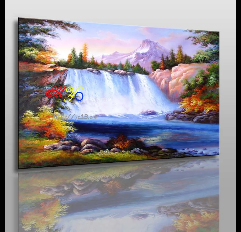 Home decor hotel wall art handmade waterproof chinese natural scenery painting on canvas ct-51