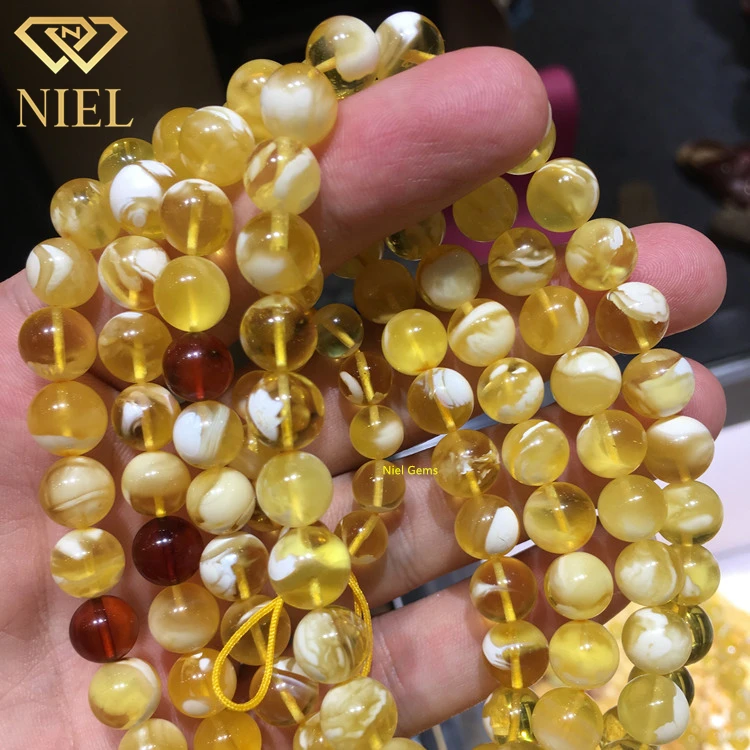 Лидер продаж Балтийский 108 прозрачный золотой и белый цвет русский Янтарный многослойный браслет четки цены