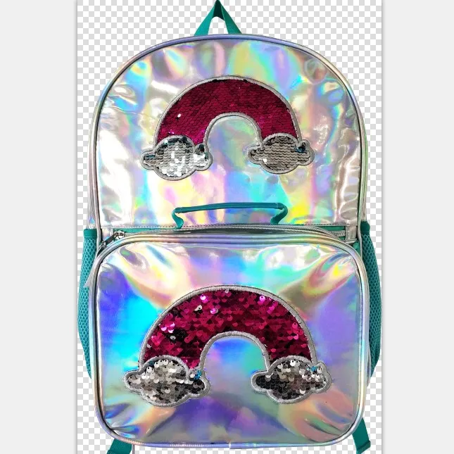 leisure backpack  cloud sequins pattern silver laser fabric yxl01 16inch