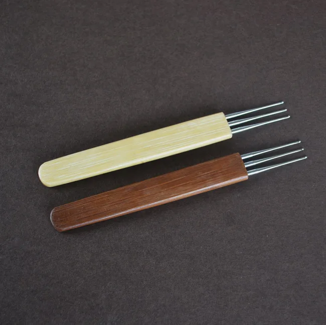 Wholesale Hair Weaving Braid Double Three Point Carbonize Bamboo Handle Crochet Hook