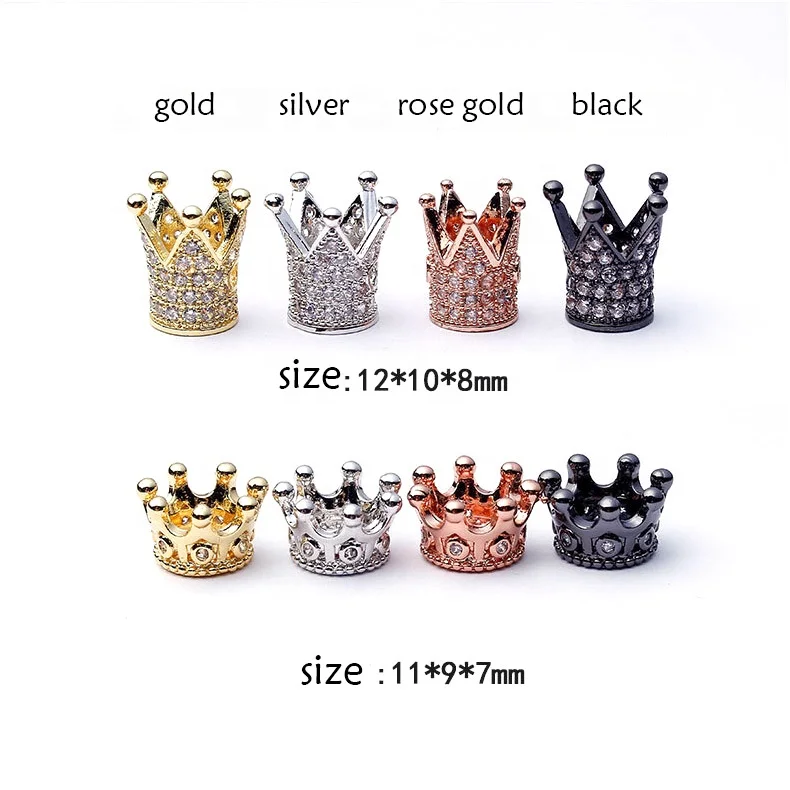 VEROMCA Micro Pave Diamond Crown Skull Head Leopard Helmet Beads Accessories