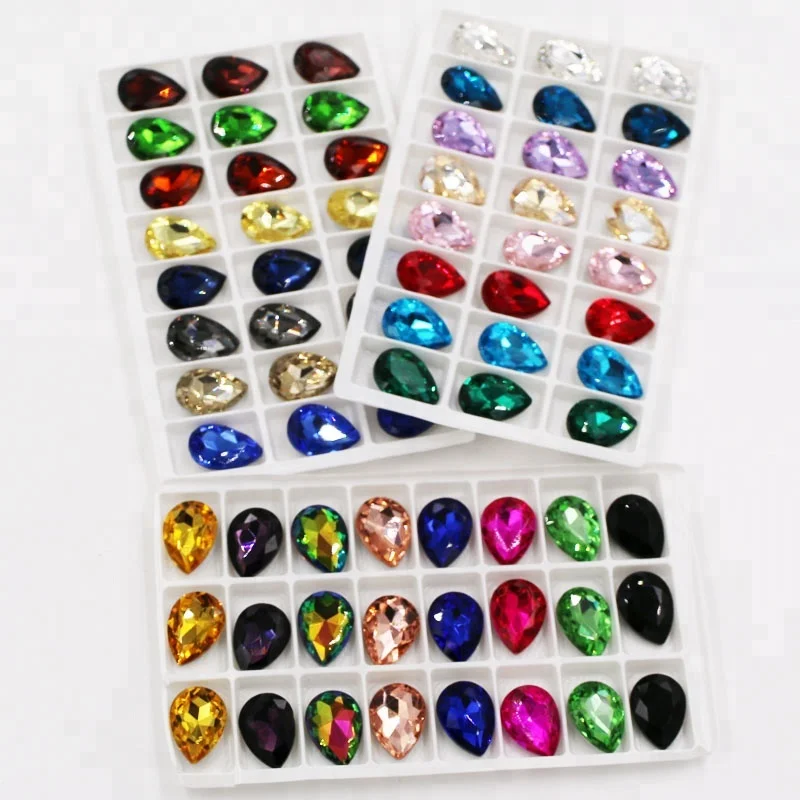Tear Drop Shape Pointback Glue-on Rhinestones