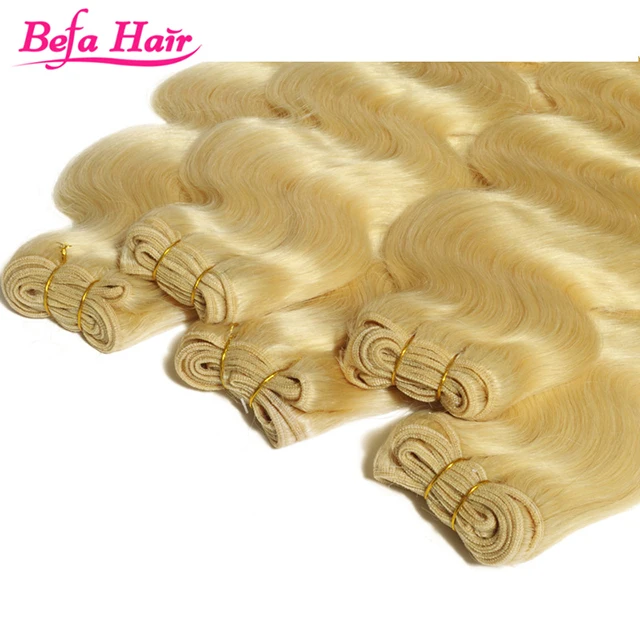 Wholesale 8A european 613# body wavy full cuticle no shedding no tangle virgin 100% natural blonde curly human hair extensions