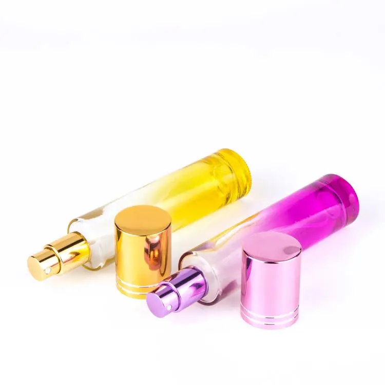Beautiful new 50ml empty cylinder shape spray pump 50 ml gradient cylindrical thick perfume glass bottle
