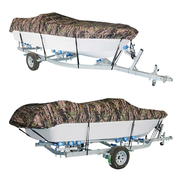 NHCX Universal Trailerable Boat Cover Jungle Wood Camo Style Boat Cover