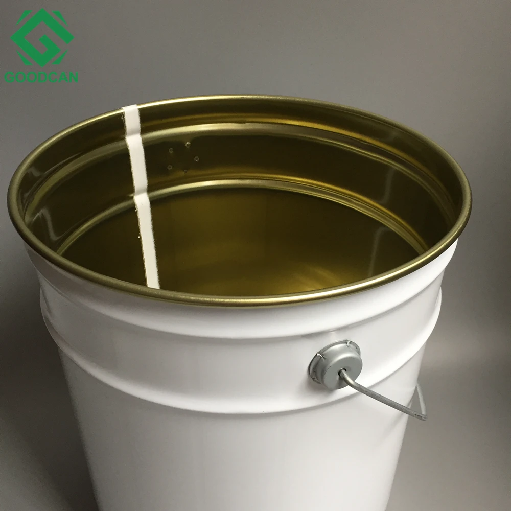 
Latex painting tin pail 20L with lid & handle, white coating exterior 