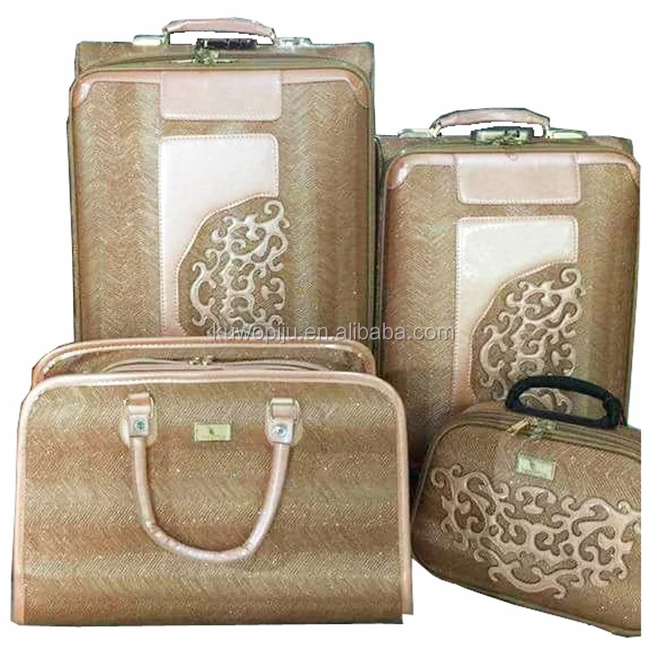brown carving leather pu 6 piece valise set suitcase travel luggage