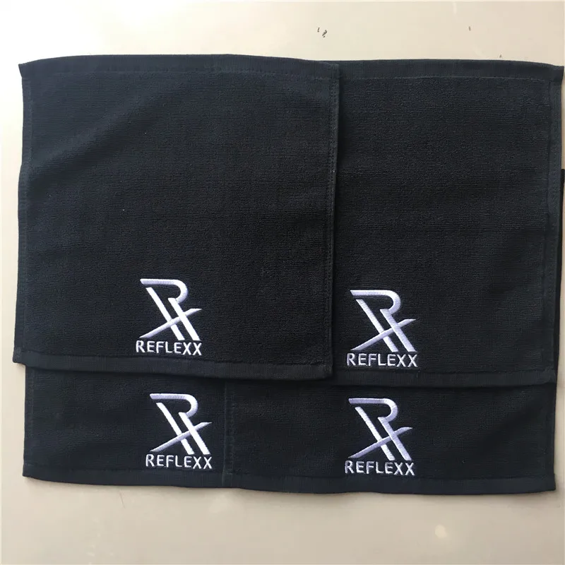 Black cotton washcloth with embroidery custom logo