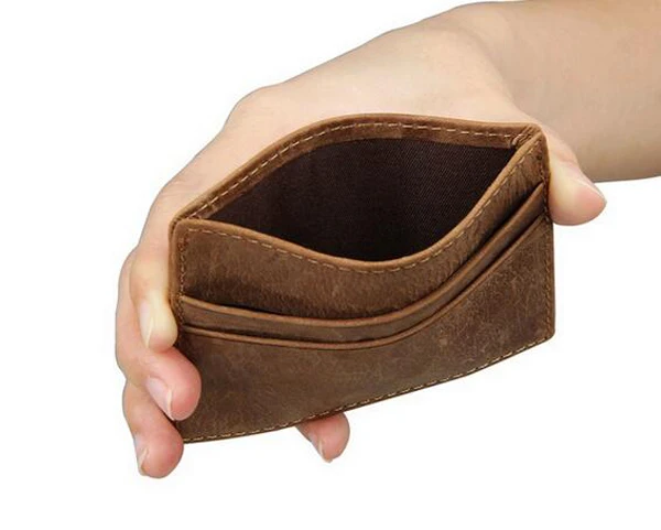 
Brown crazy horse leather business card case 