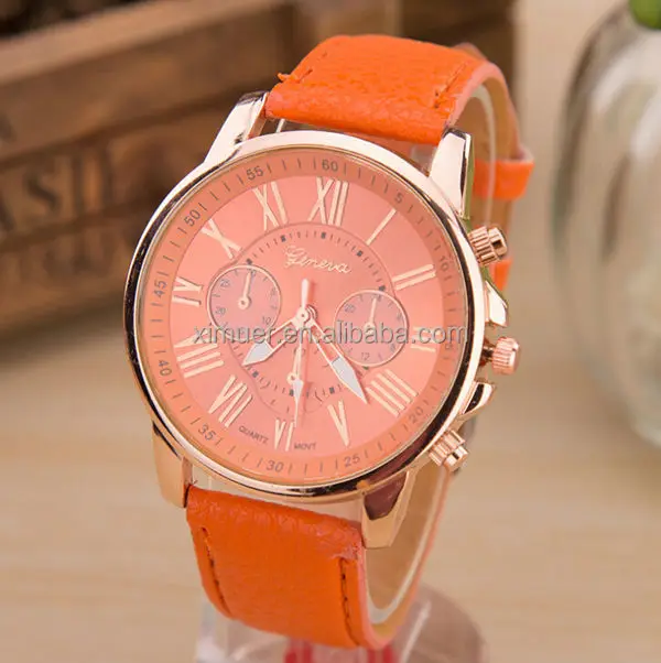 Cheapest mens geneva watch leather watch promotional wrist watch