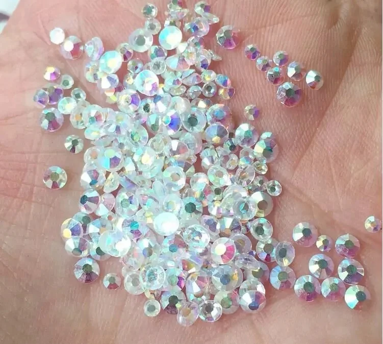 crystal AB  non hot fix  bling nail art rhinestones no foil back