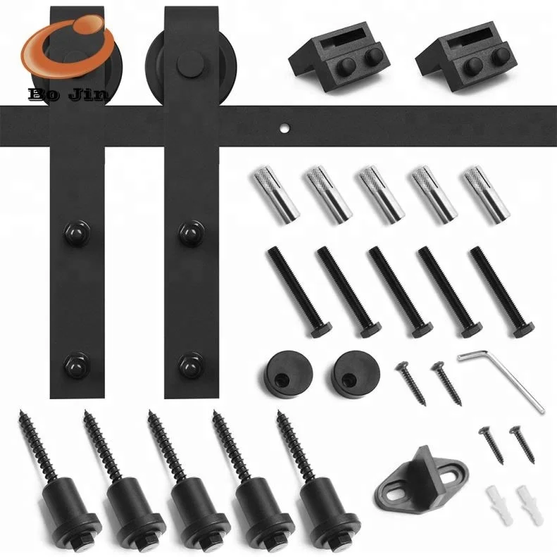 
Black Bottom Barn Door Floor Guide With Stay Roller Adjustable for Barn Door Hardware 