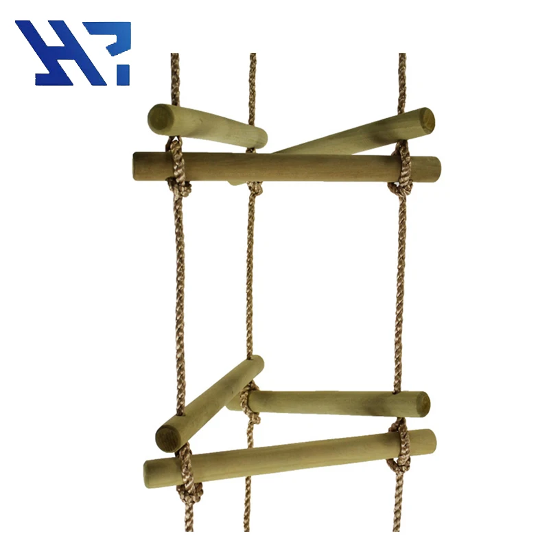 Rainbow Wooden Plastic Climbing Rope Ladder Tree Swing Set With Hanging Ninja Obstacle Course For Outdoor Garden  Backyard Sale