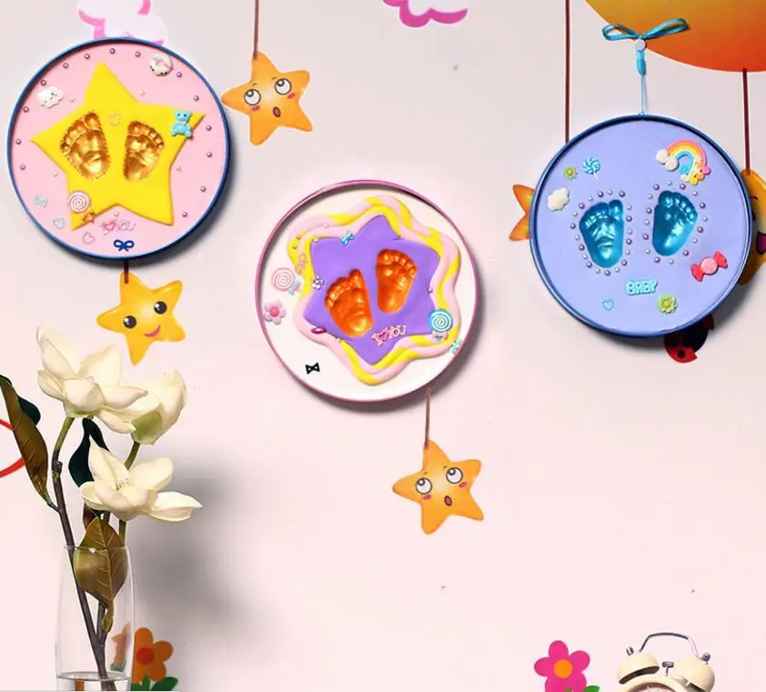 
DIY Baby Hand And Footprint Kit Newborn Keepsake Print with Non Toxic Clay Ornaments 