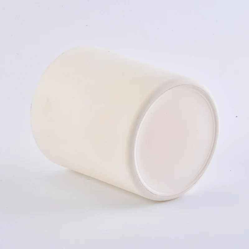 matte white outer sprayed glass vessel for candles, cylinder glass cup