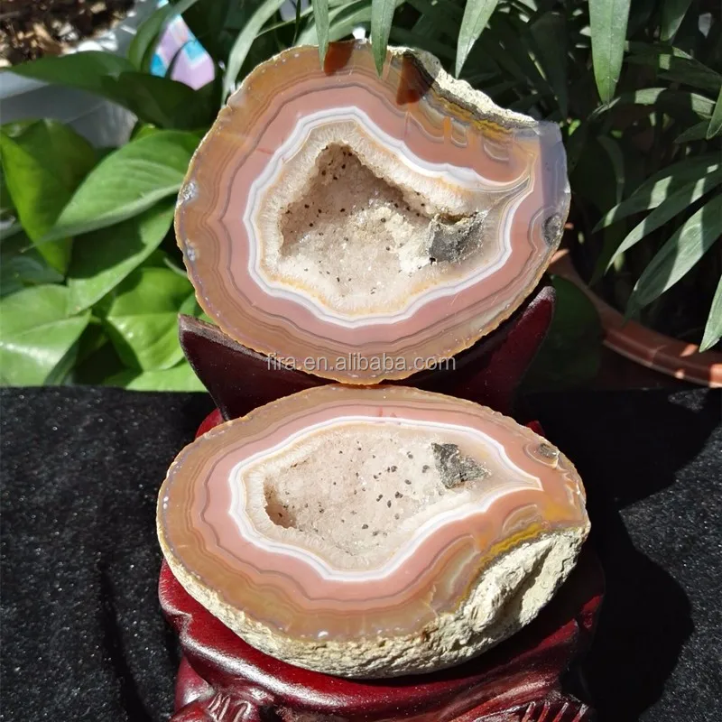 Home Decor Natural Polished Agate Geode Stone in Pairs Agate Druzy Crystal Slab