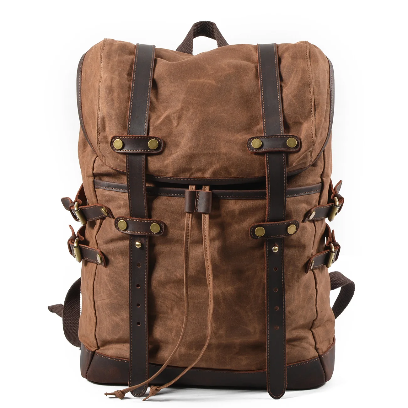2018 High quality outdoor hard wax backpack hiking tactical thick canvas backpack