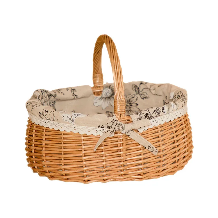 Big promotion 2021 handmade basket wicker woven storage basket picnic basket with handle