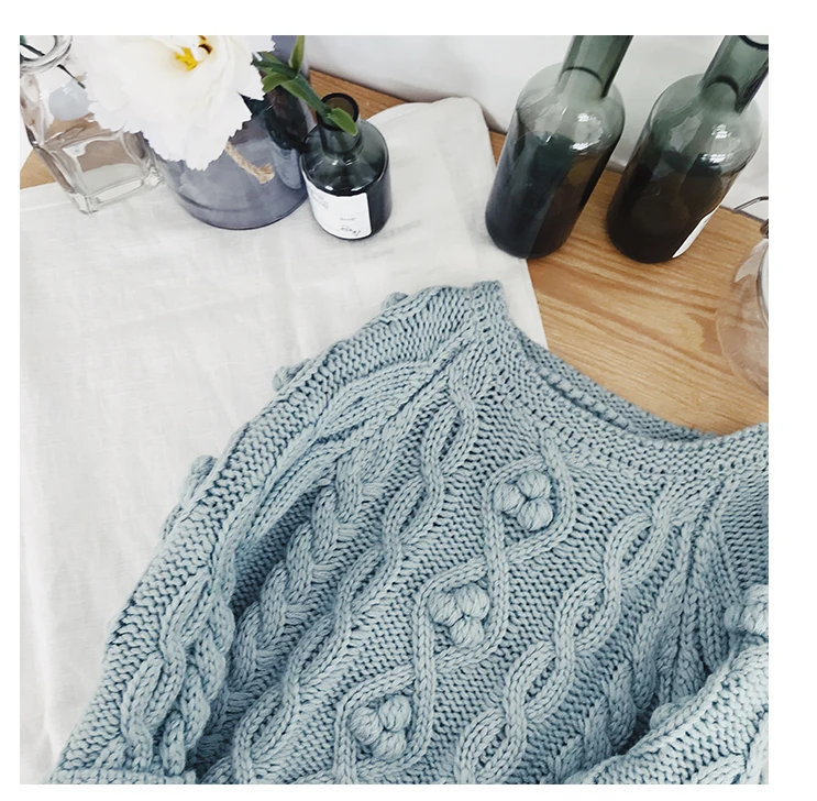 
P18B186TR girl cute cable knit cotton sweater pullover jumper kid sweater 