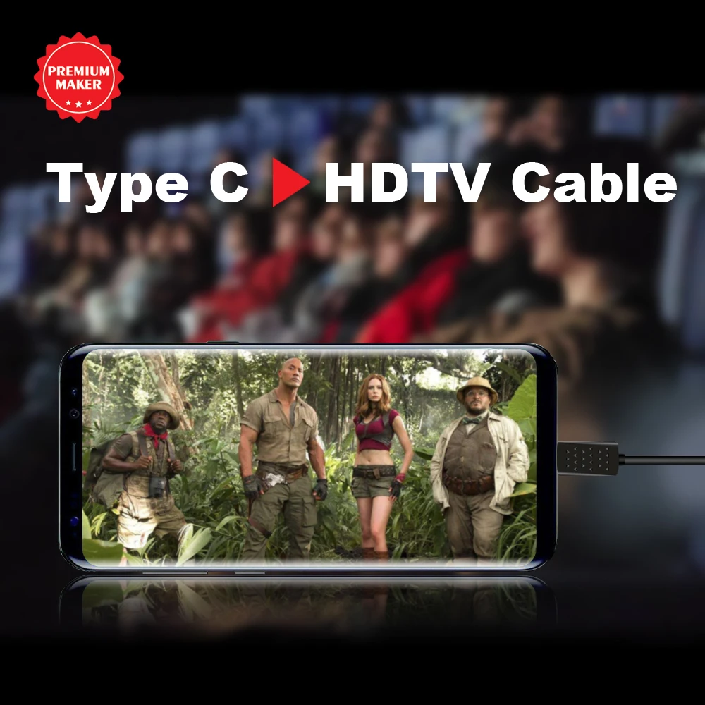 
2K PVC Molding type-c to HD UHD cable connect TV monitor for LG Galaxy 