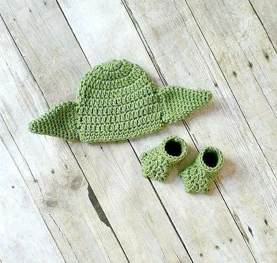 Winter Crochet Knit Yoda Hat Beanie Lightsaber Stars Wars Boutique Baby Clothing Clothes Set