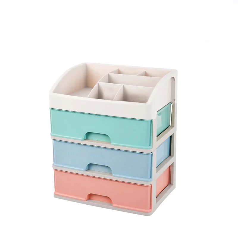 
Promotion high quality 3 tiers clear plastic tabletop storage drawer 