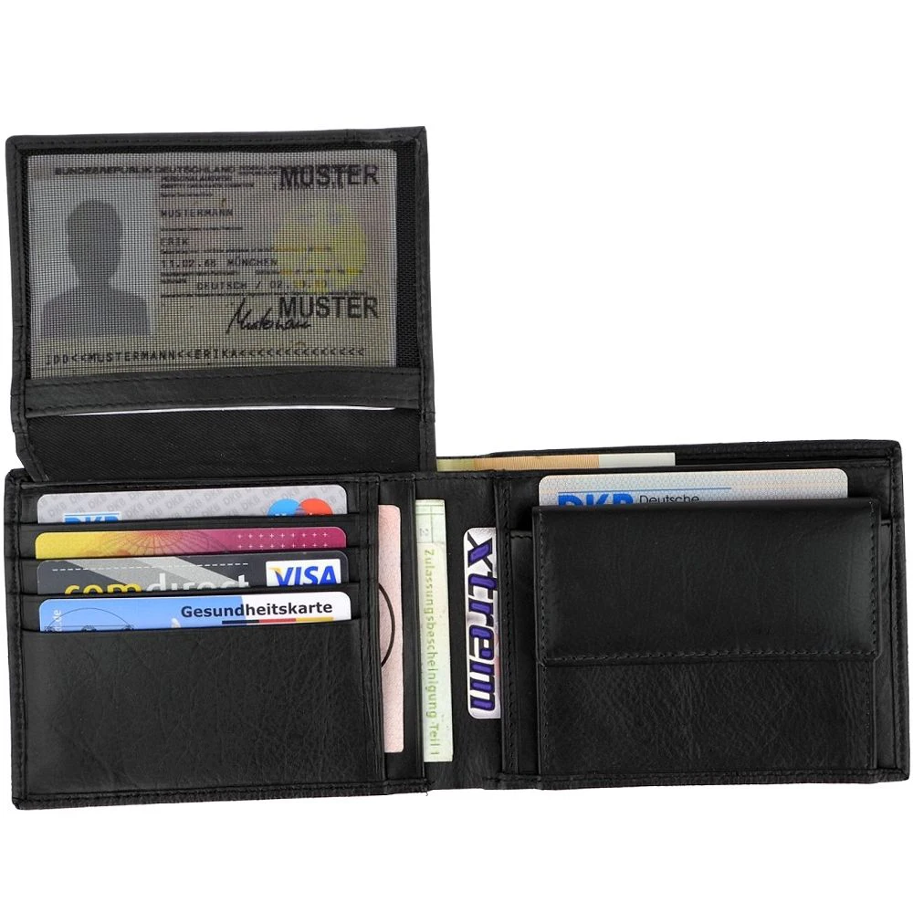 
Mens Black Top Grain Cow Leather Fashion Wallet Purse 