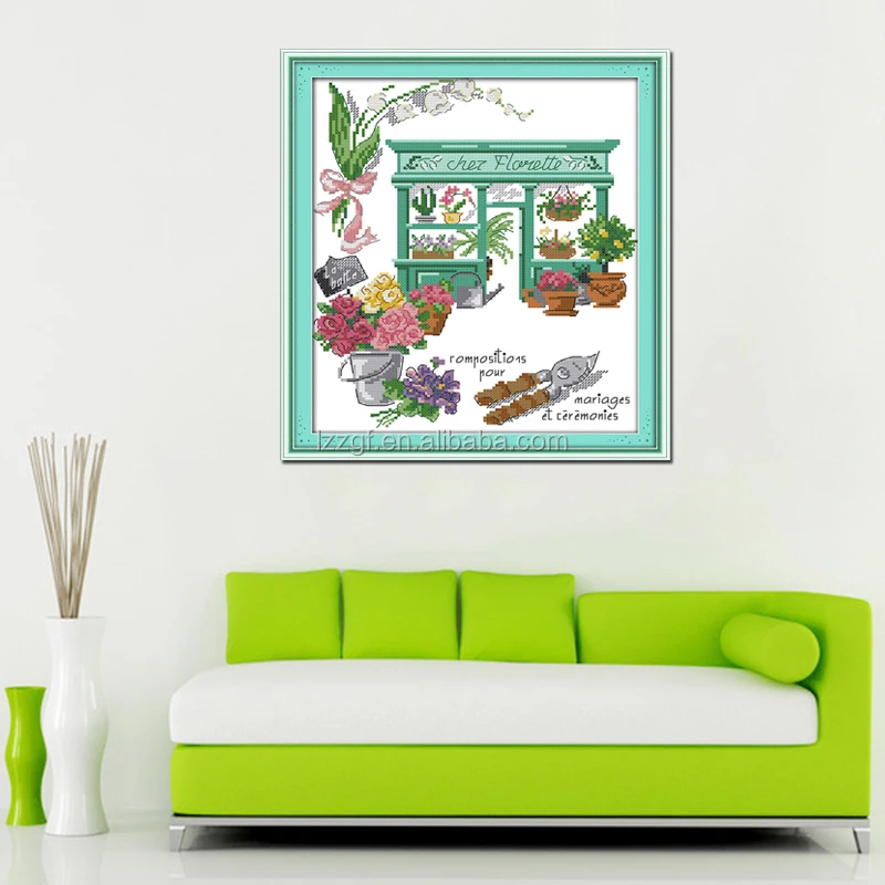 NKF Flower shop embroidery pattern designs free printing online cross stitch shops