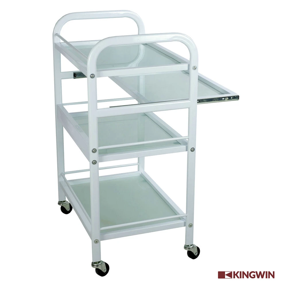 Facial Beauty Trolley Solid Metal with 3 Mat Glass Shelves