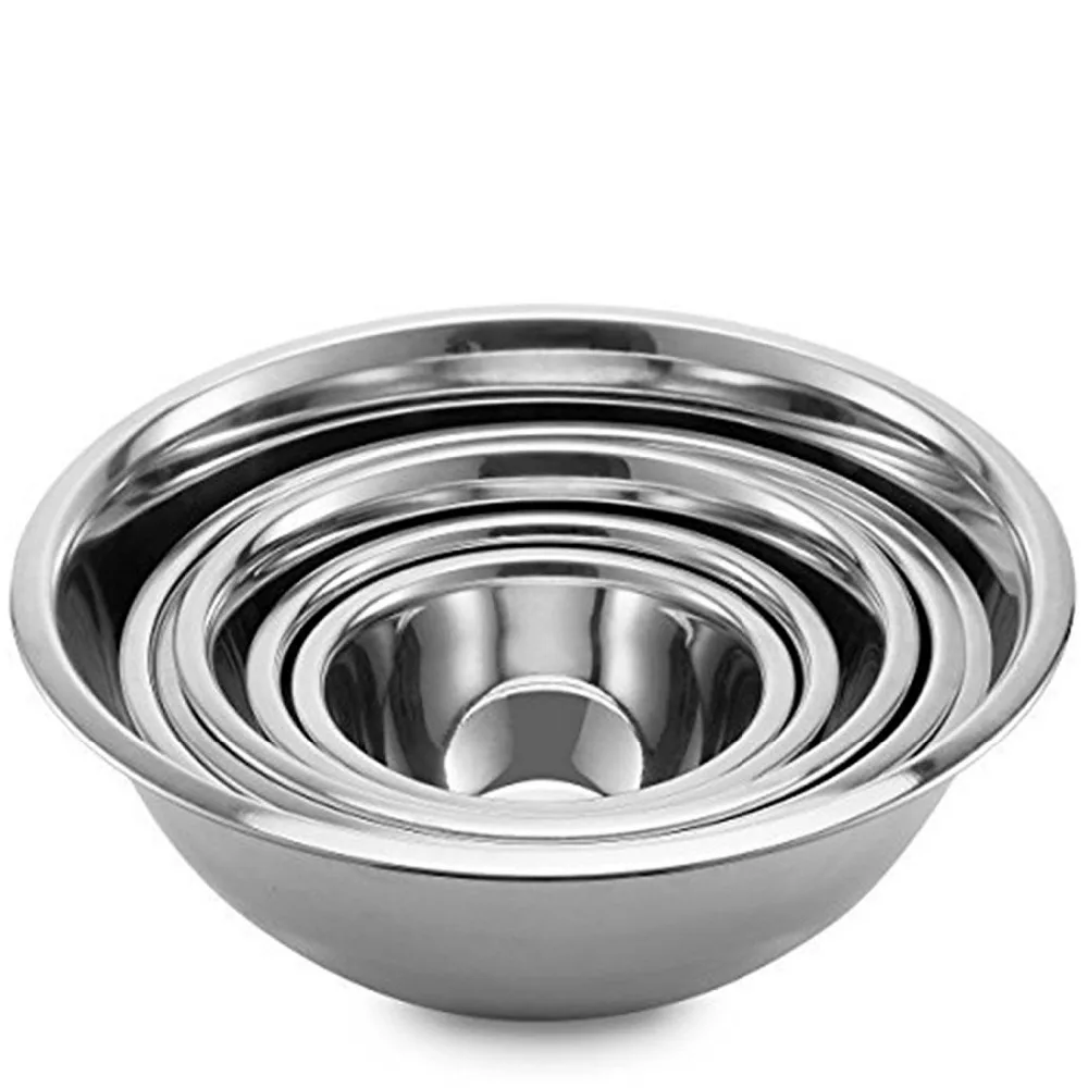 Горячая Распродажа, миски для смешивания из нержавеющей стали (набор из 6), зеркальные готовые миски