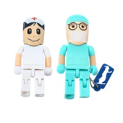 Cartoon Nurse Doctor USB 2.0 Plastic USB Flash Drive 4GB 8GB Flash Memory Stick Pen Drive Hospital Gift
