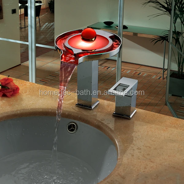 
cheap Brass RGB Water Led Sensor Light Basin Faucet 3 color changing 