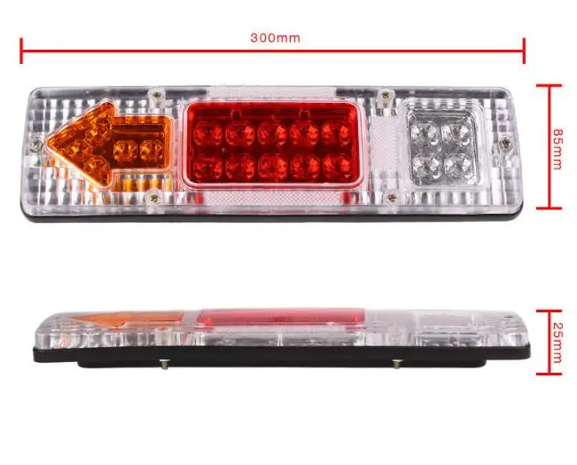 2pcs 24V Waterproof 19 ATV Trailer Truck LED Tail Light Lamp Car-TraileCar-Trailer Taillight Reversing Running Brake Turn Lights