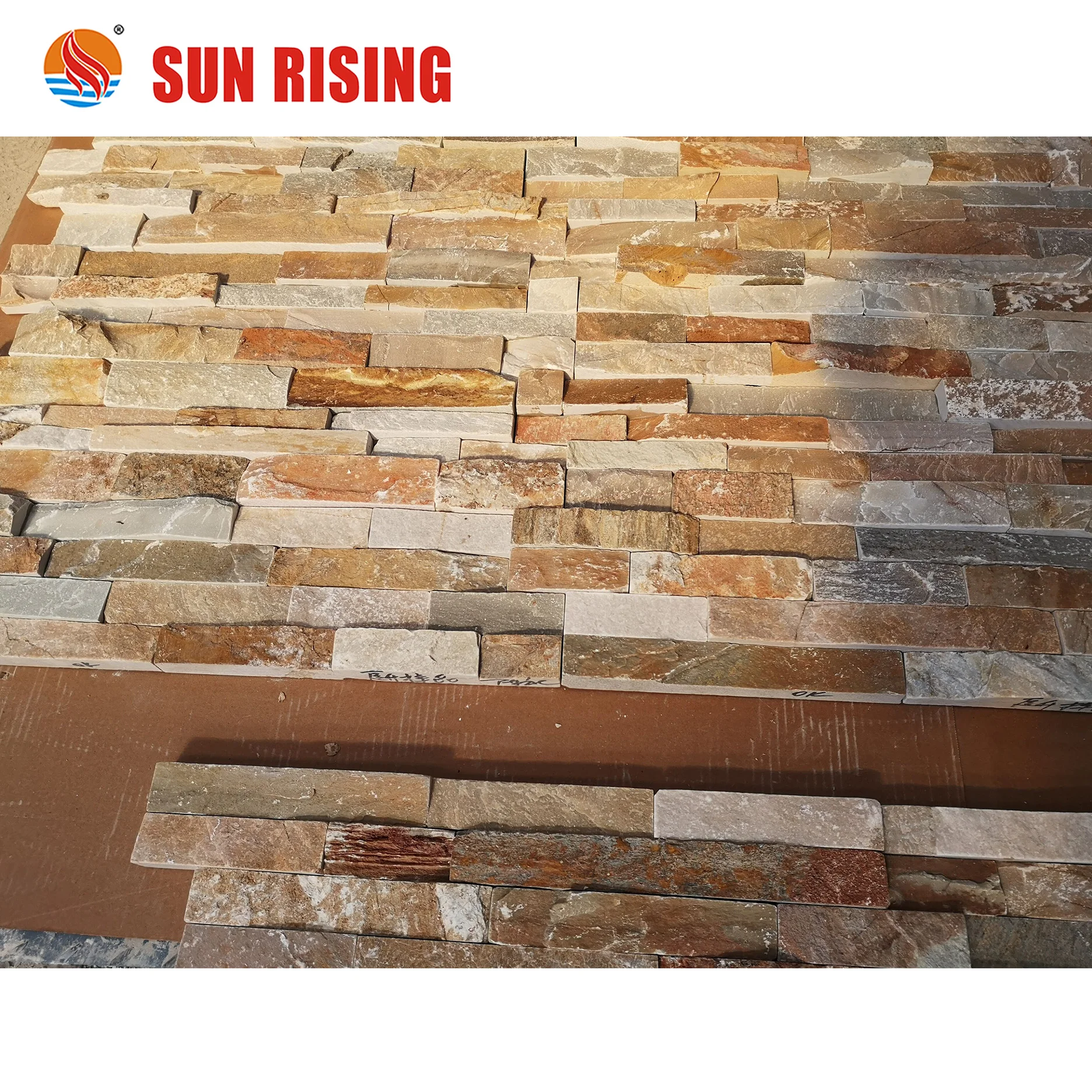 Popular Yellow Wooden Slate Culture Stone For Wall Cladding Decoration