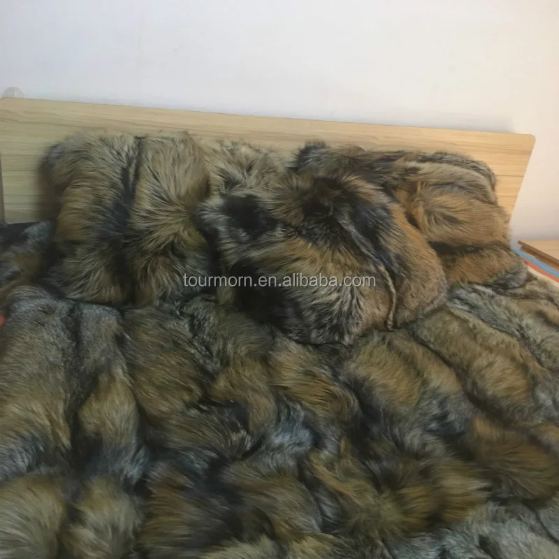 Real fur king size soft fur blanket fox fur bed sheet
