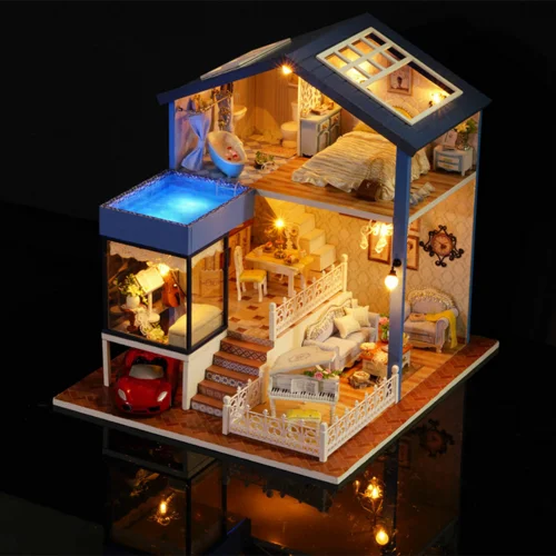 
Miniature Wooden Doll model House With DIY Furniture Fidget Toys For Kids Children Birthday Gift Seattle 