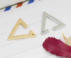 Men Women Jewelry Gold Silver Black Color Stud Earrings Alloy Open Triangle Geometric Earring