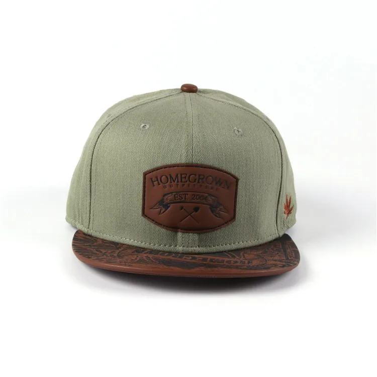 Оптовые логотип значок кожи плоские края крышки snapback