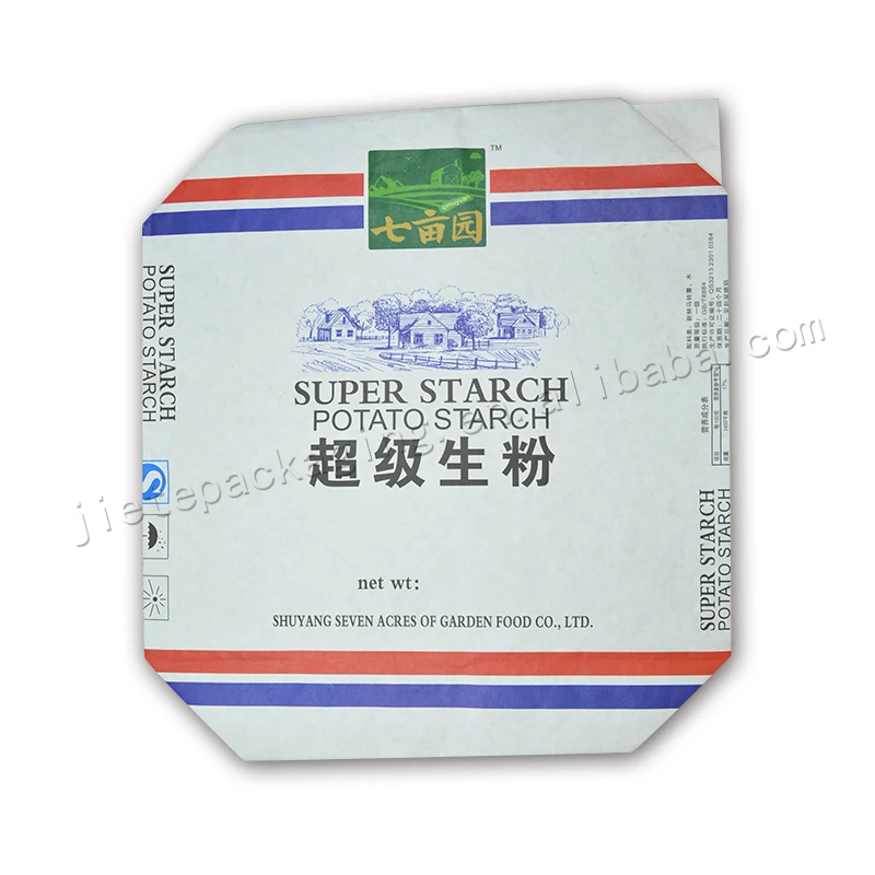 Stand up white kraft paper flour bag for potato starch, corn wheat flour,green bean powder