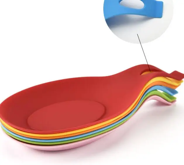 K39  Kitchen Silicone Spoon Rests Mat Holder Heat Resistant Dish Spoon Pad