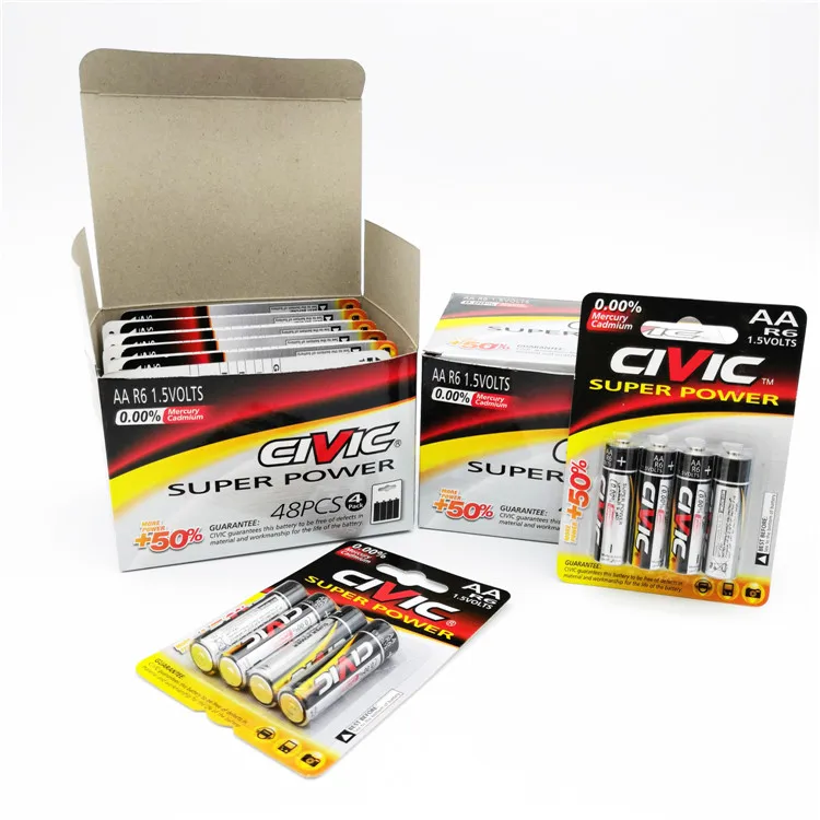 R6P, AA ,UM-3 ,1.5v primary Super power carbon dry  batteries