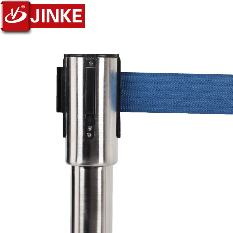 Removable Bollard Stainless Steel Upright Pole Retractable 2m Queue Barrier Cast Iron Round Base