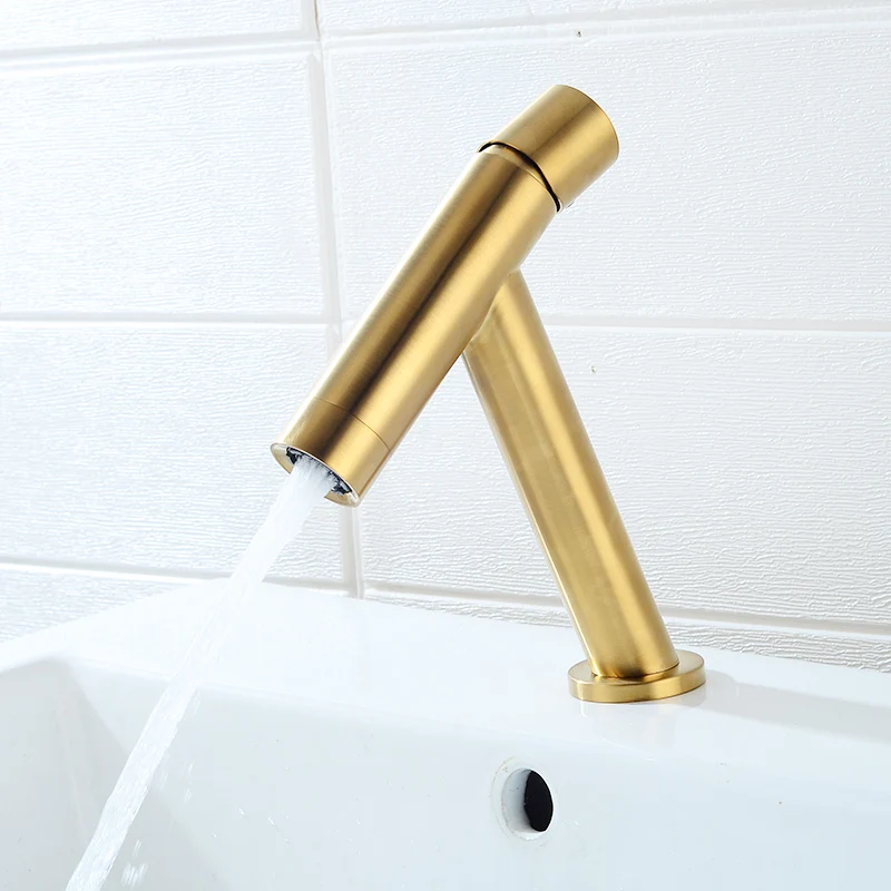 Самые популярные товары, Золотой смеситель для раковины, Т-образная наклонная трубка для горячей и холодной воды, смеситель для раковины в ванной комнате