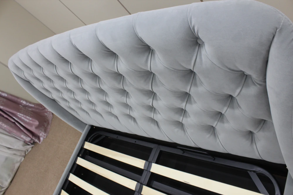 Upholstered Solid Wood Bed Frames King Storage Double Bed Frame